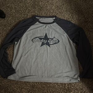 Men's Gray and Black Raglan Shirt